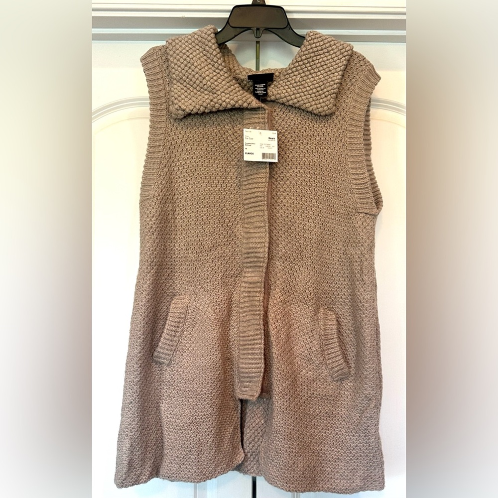 Apostrophe Misses Oatmeal Snap Button Sweater Dress Cardigan Size XL NWT - Picture 1 of 11